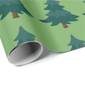 緑の木クリスマスと緑の背景パターン ラッピングペーパー (ロールコーナー)