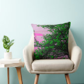 緑の木及びピンクの空の投球のクッション クッション (椅子)