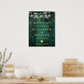 緑の木製のストリングラ結婚イトのウェルカムサイン ポスター (キッチン)