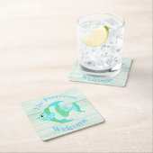 緑の木製の一見の魚のカスタムの紙のコースター スクエアペーパーコースター (インサイチュ)