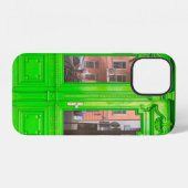 緑の木製ガラスドア iPhoneケース (裏面横)