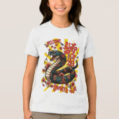 緑の木製スネークアニメスタイル中国の – 新年 トライブレンドＴシャツ (正面)