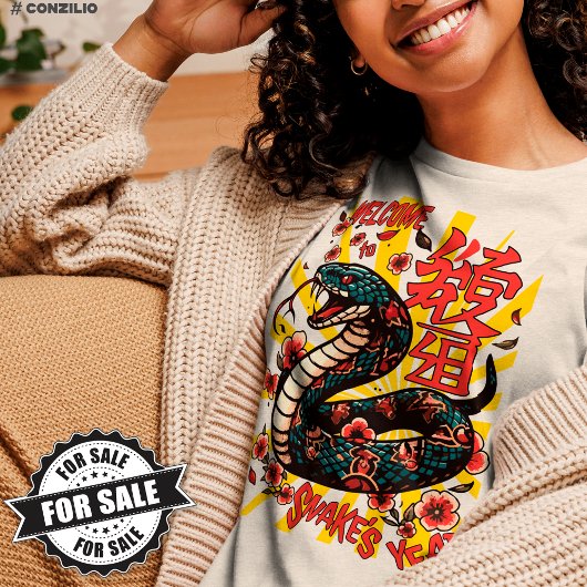 緑の木製スネークアニメスタイル中国の – 新年 Tシャツ