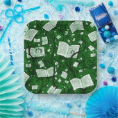 緑の本の背景 ペーパープレート (パーティー)