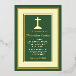 緑の本物の金箔 カトリック確認 箔招待状