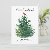 緑の松の木 赤いカーディナル 地球の平和 オーダーメイド シーズンカード (スタンド正面)