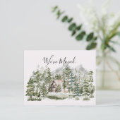 緑の松の森の中の水の色キャビン私たちは移動 ポストカード (スタンド正面)