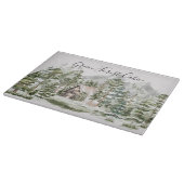 緑の松の森の森の森の中の水彩小屋 カッティングボード (角)