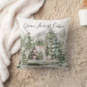 緑の松の森の森の森の中の水彩小屋 クッション (ブランケット)