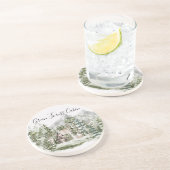 緑の松の森の森の森の中の水彩小屋 コースター (側面)