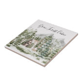 緑の松の森の森の森の中の水彩小屋 タイル (側面)