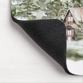 緑の松の森の森の森の中の水彩小屋 マウスパッド (コーナー)