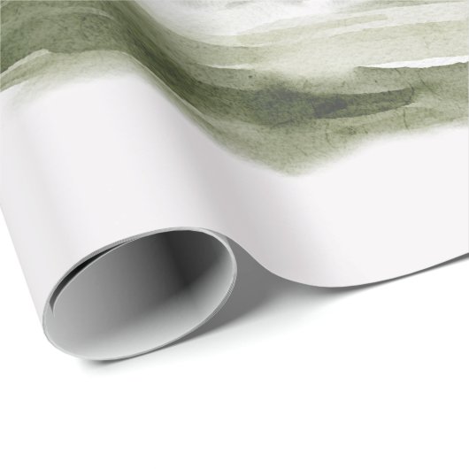 緑の松の森の森の森の中の水彩小屋 ラッピングペーパー (ロールコーナー)