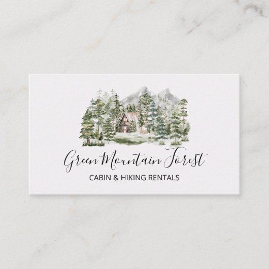 緑の松の森の森の森の中の水彩小屋 名刺 (正面)