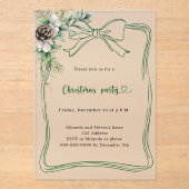 緑の松の緑の霜のクリスマスのパーティー アクリル招待状 (正面)