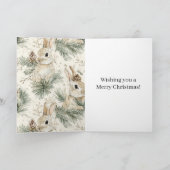 緑の松ぼっくり ウサギのバニー クリスマス カード (内部)