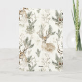 緑の松ぼっくり 鹿 クリスマス カード (裏面)