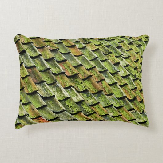 緑の板屋根のクローズアップ写真 アクセントクッション (正面)