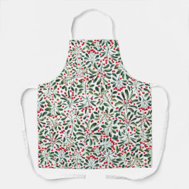 緑の果実と赤離れい果実を持つヤドリギ エプロン
