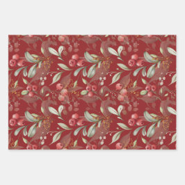 緑の果実のクリ伝統的スマス ラッピングペーパーシート