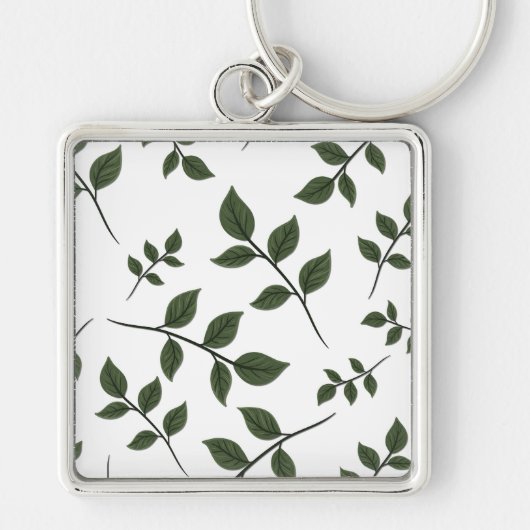 緑の枝が白離れい葉 キーホルダー (正面)