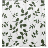 緑の枝が白離れい葉 シャワーカーテン (正面)