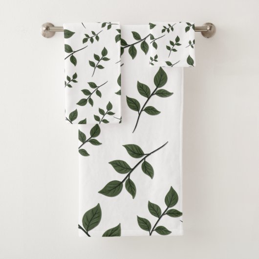緑の枝が白離れい葉 バスタオルセット (インサイチュ)