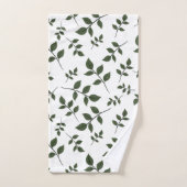 緑の枝が白離れい葉 バスタオルセット (ハンドタオル)