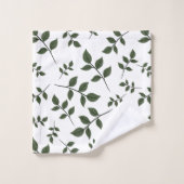 緑の枝が白離れい葉 バスタオルセット (ウォッシュタオル)