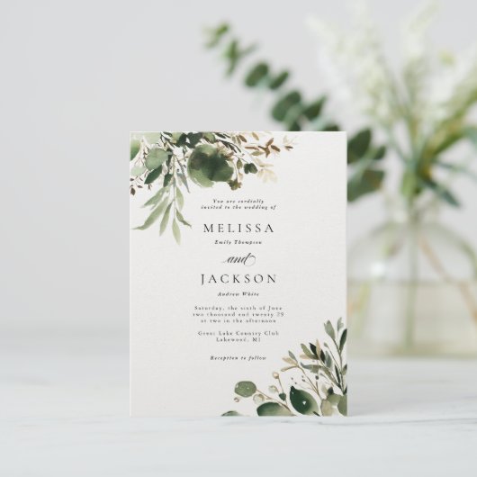 緑の枝とクリーム結婚ズ ポストカード (スタンド正面)