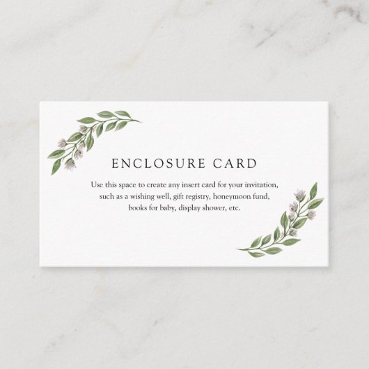 緑の枝とラベンダーのエンクロージャカード エンクロージャーカード (正面)