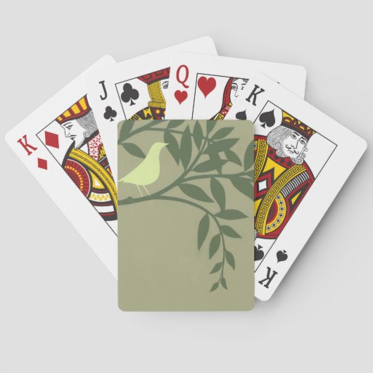 緑の枝にとまった緑の鳥 トランプ (裏面)