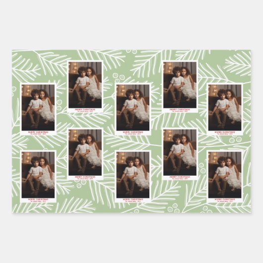 緑の枝メリー書道写真白色タイプ ラッピングペーパーシート (正面3)
