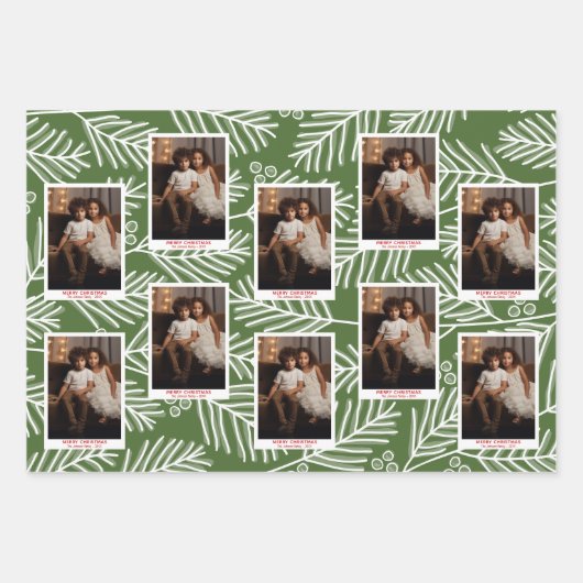 緑の枝メリー書道写真白色タイプ ラッピングペーパーシート (正面)