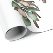 緑の枝付きアントラーラッピング紙 ラッピングペーパー (ロールコーナー)