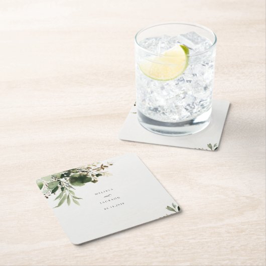 緑の枝結婚の スクエアペーパーコースター (インサイチュ)