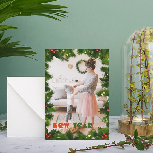 緑の枝1フォトクリスマスカード