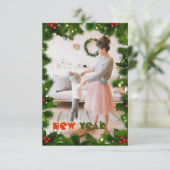 緑の枝1フォトクリスマスカード (スタンド正面)