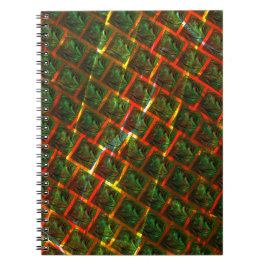 '緑の枠で囲まれた目'、スクラッチまたは赤いグリッド。 ノートブック