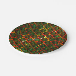 '緑の枠で囲まれた目'、スクラッチまたは赤いグリッド。 ペーパープレート