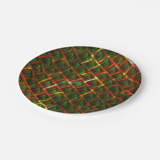 '緑の枠で囲まれた目'、スクラッチまたは赤いグリッド。 ペーパープレート (アングル)