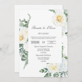 緑の枠のスペインの結婚式招待状 招待状 (正面/裏面)