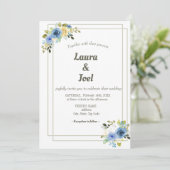 緑の枠の幾何学的な花のウェディング 招待状 (スタンド正面)