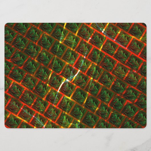 緑の枠の目、引っかき傷または赤い格子模様。 メニュー (正面)