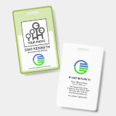緑の枠ボーダー会社従業員ナース写真 バッジ (正面＆裏面)