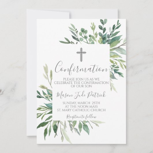 緑の枠確認招待状 招待状 (正面)