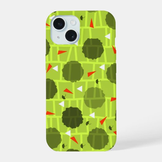緑の柄 iPhone 15ケース (裏面)