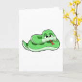 緑の染みのある蛇 カード (黄色い花)