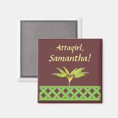 緑の格子付きカスタムマグネットMM07Ng マグネット (正面/裏面)