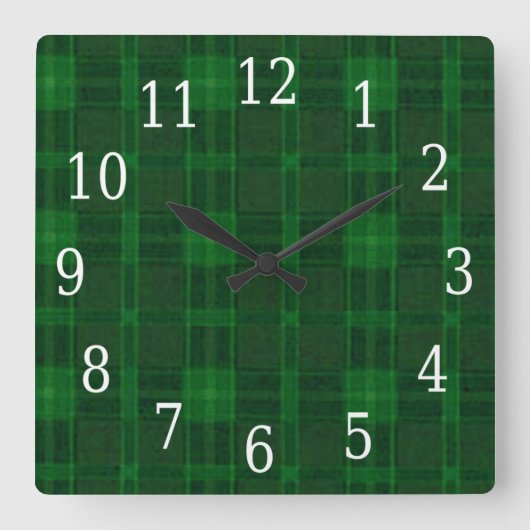 緑の格子時計 スクエア壁時計 (正面)